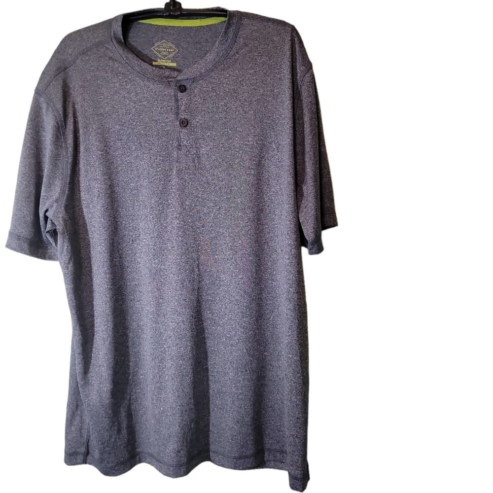 St John's Bay Quick-Dri Terra-Tek Collarless Pullover Gray Shirt Sz Medium